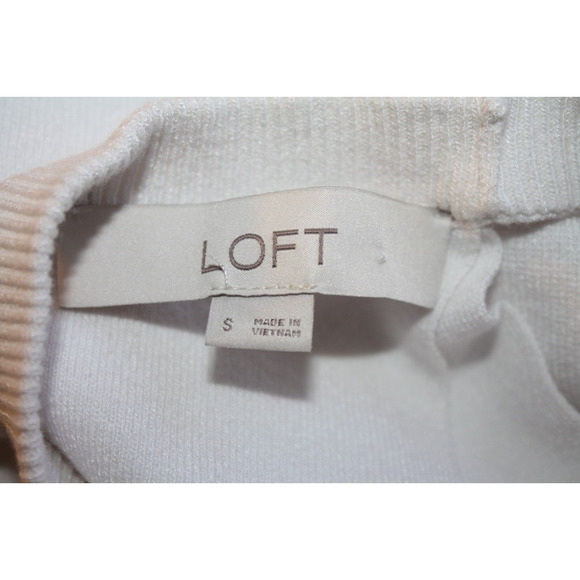 LOFT Tops Women's Small White Halter Sweater Shirt Cross back Sleeveless Summer - Picture 3 of 5